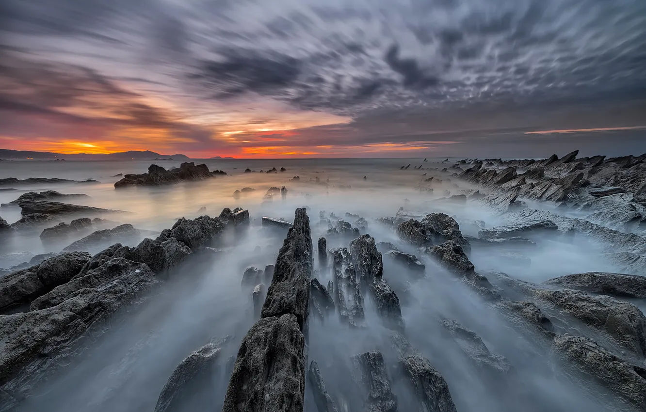 Photo wallpaper sea, beach, rocks, excerpt, Spain, Basque Country, Meñakoz