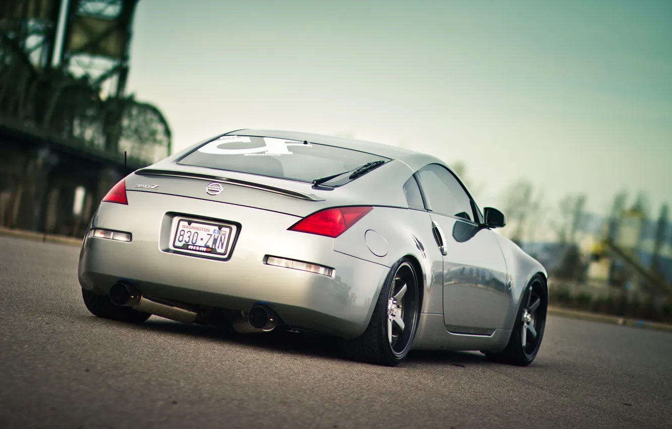 Photo wallpaper silver, Nissan, 350z, Nissan, the rear part, silvery