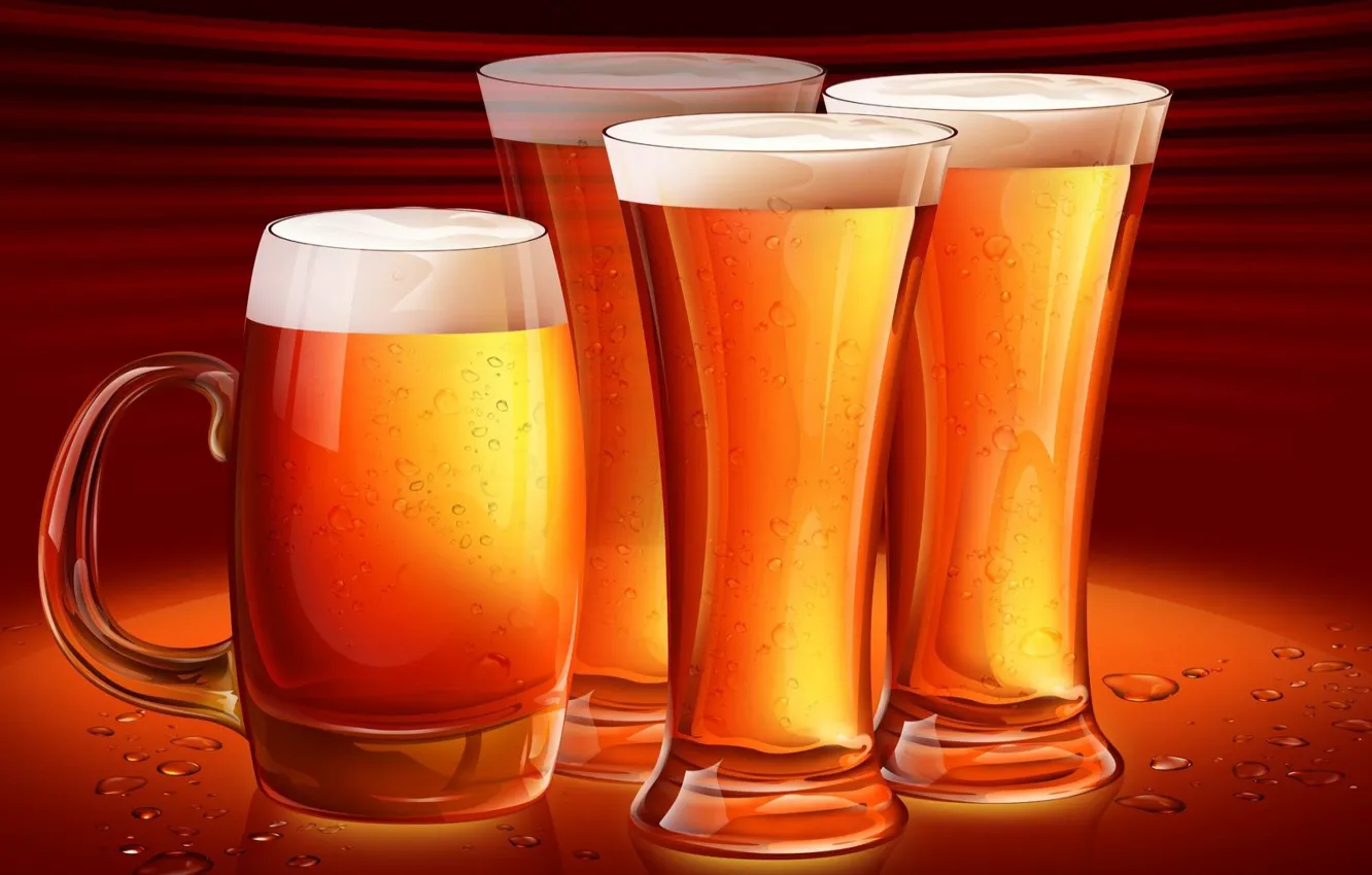 Photo wallpaper foam, glass, beer, mug