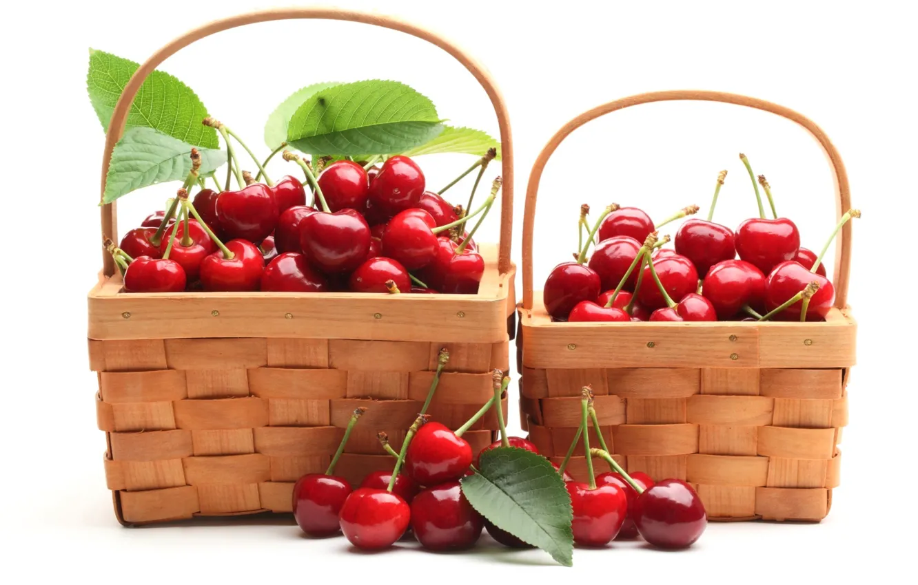 Photo wallpaper berries, red, cherry, baskets
