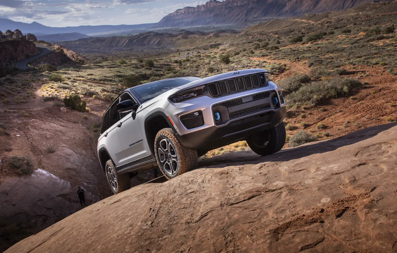 Photo wallpaper design, power, slope, exterior, Jeep Grand Cherokee Trailhawk, 2022, 4xe