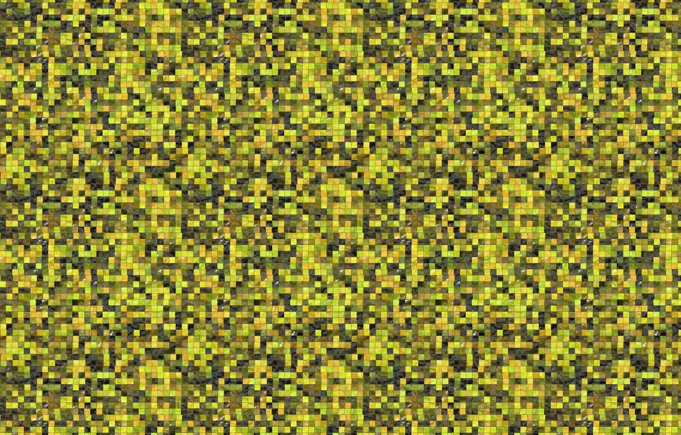Photo wallpaper yellow, mosaic, background, wall, tile, texture, small squares