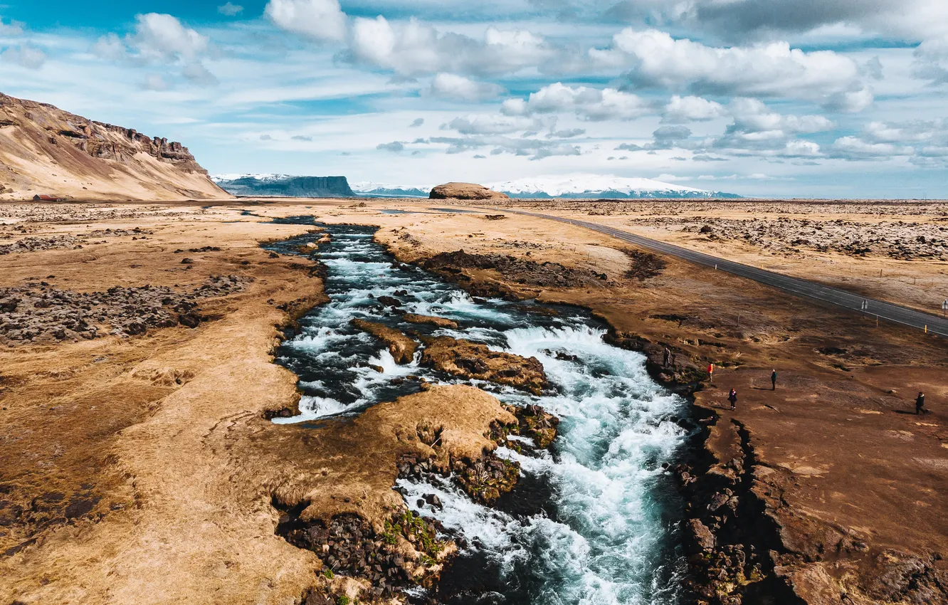 Photo wallpaper river, water, rocks, Current