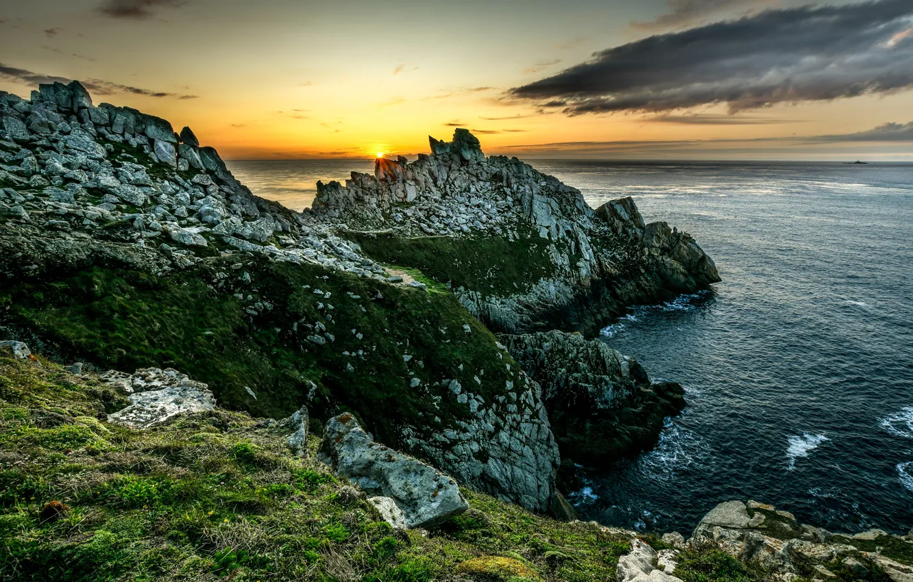 Photo wallpaper sea, the sky, clouds, photo, rocks