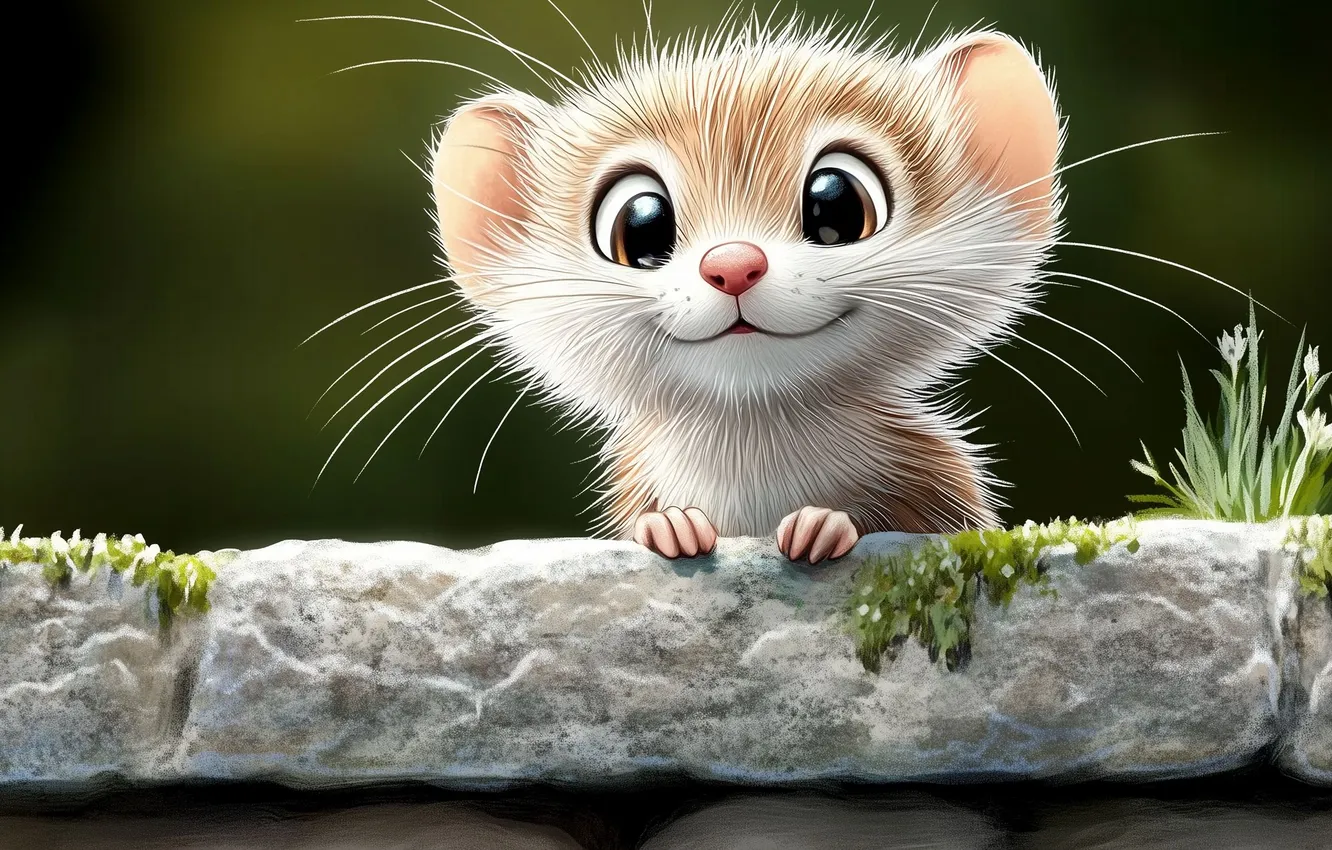 Photo wallpaper animals, Weasel, AI Art