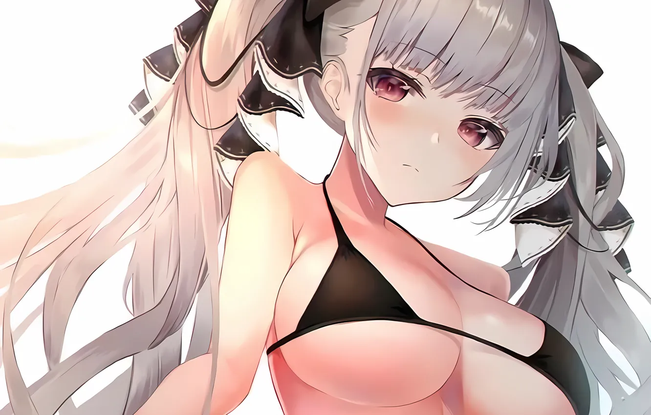 Photo wallpaper girl, sexy, cleavage, long hair, boobs, anime, beautiful, twintails