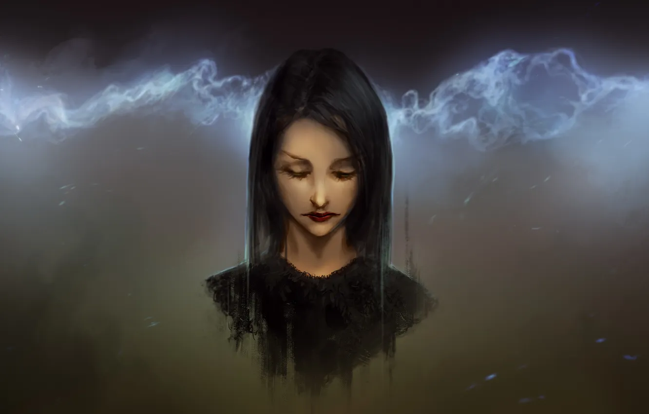 Photo wallpaper girl, brunette, art