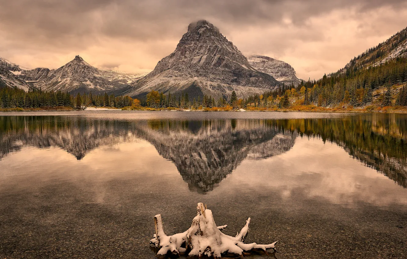 Photo wallpaper Glacier National Park, First snow, Sinopah