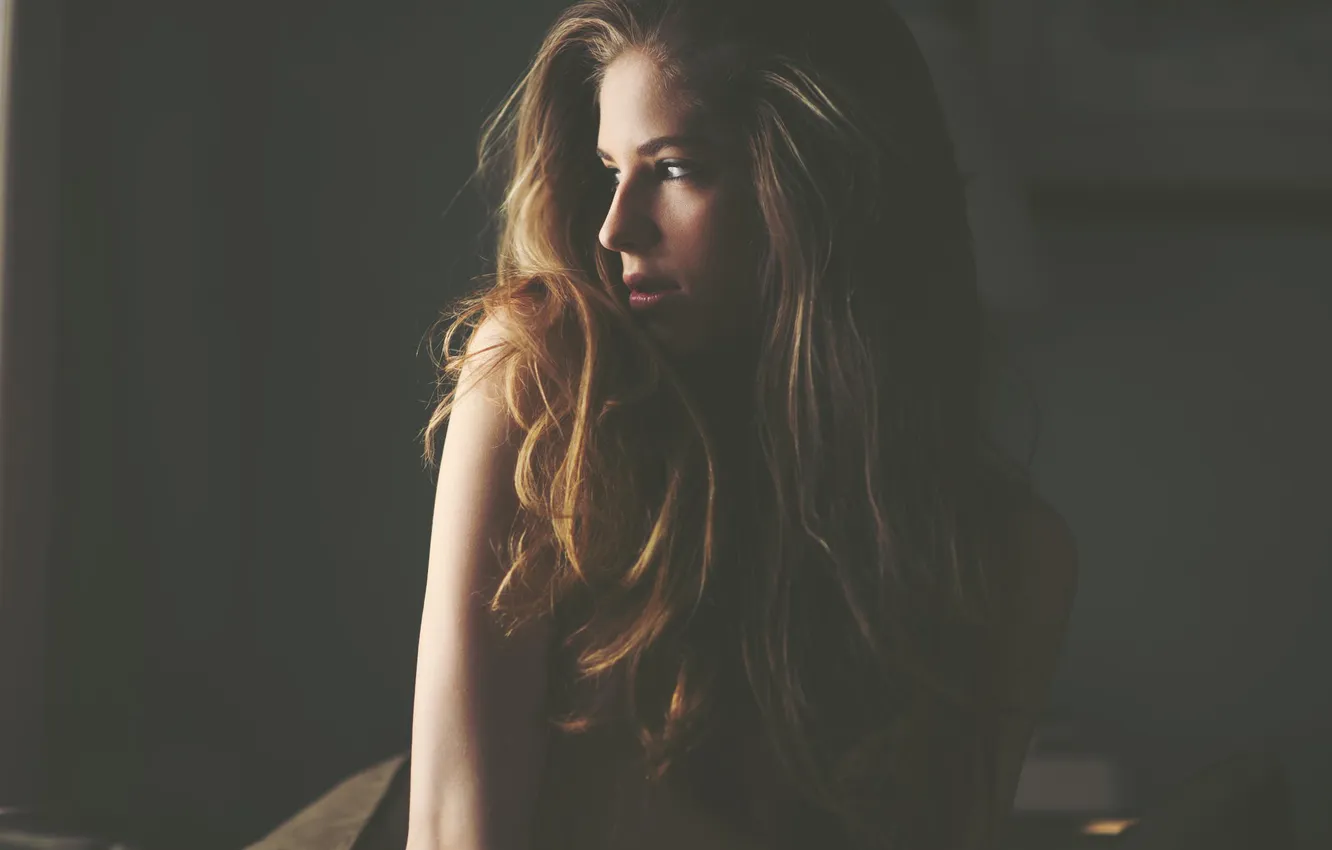 Photo wallpaper look, portrait, lighting, redhead