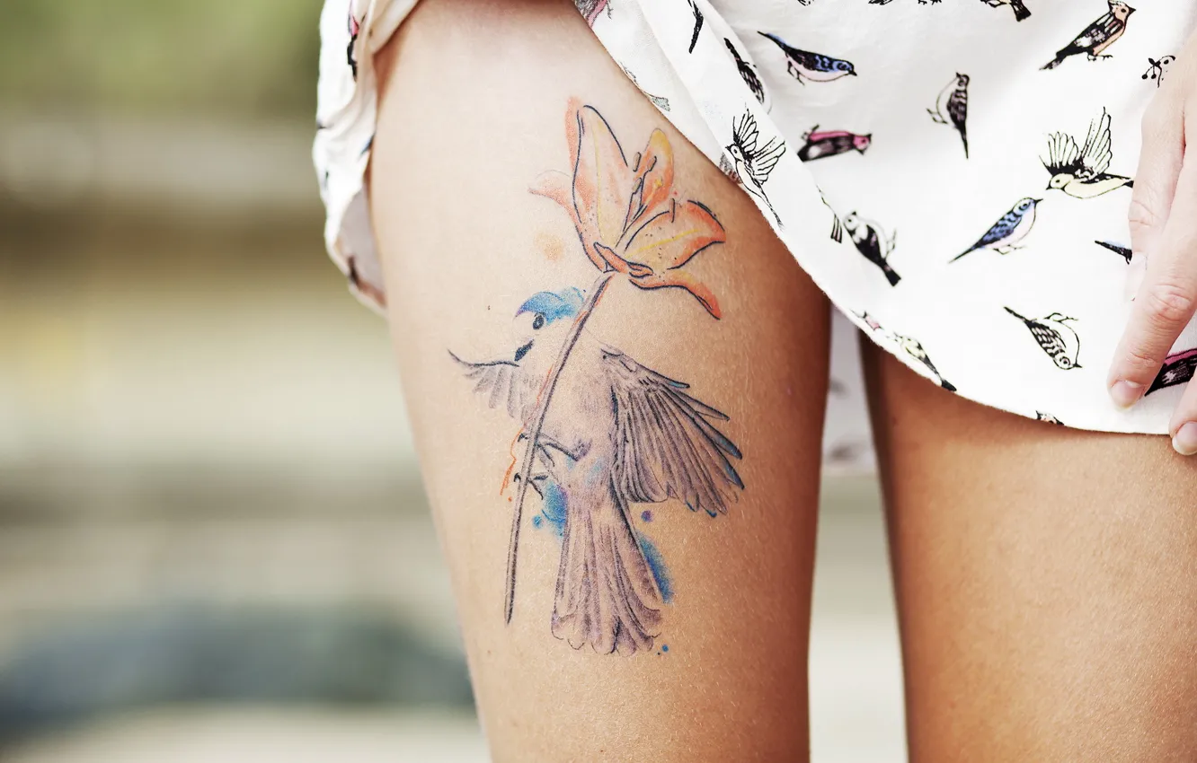 Photo wallpaper girl, feet, tattoo