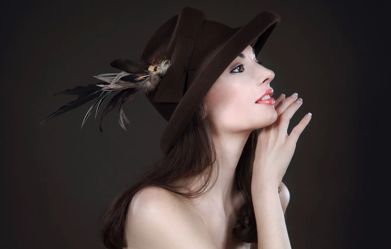 Photo wallpaper girl, background, hat