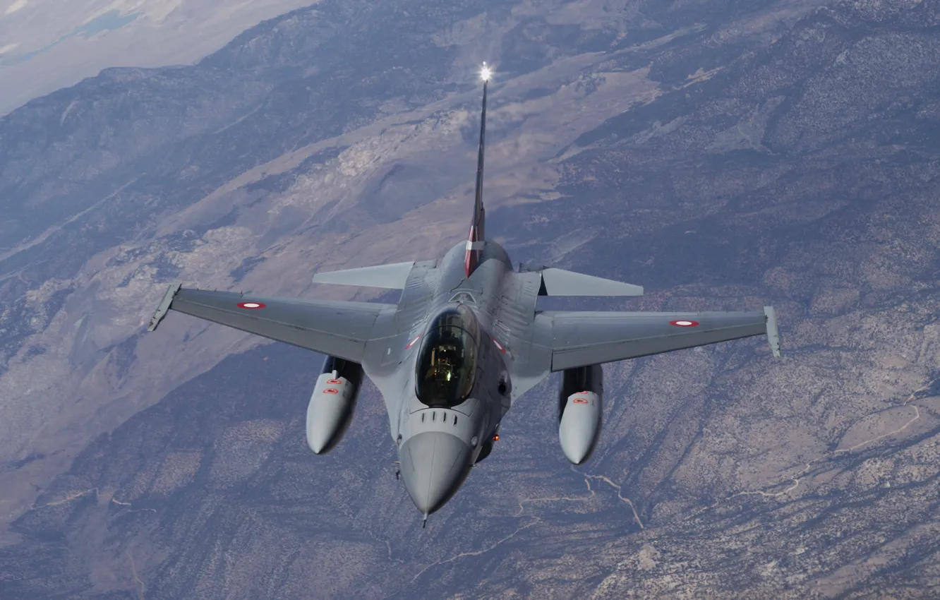 Photo wallpaper flight, earth, F-16, Fighting Falcon