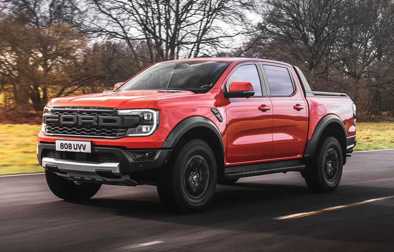 Photo wallpaper road, trees, speed, Ford, highway, Raptor, pickup, exterior