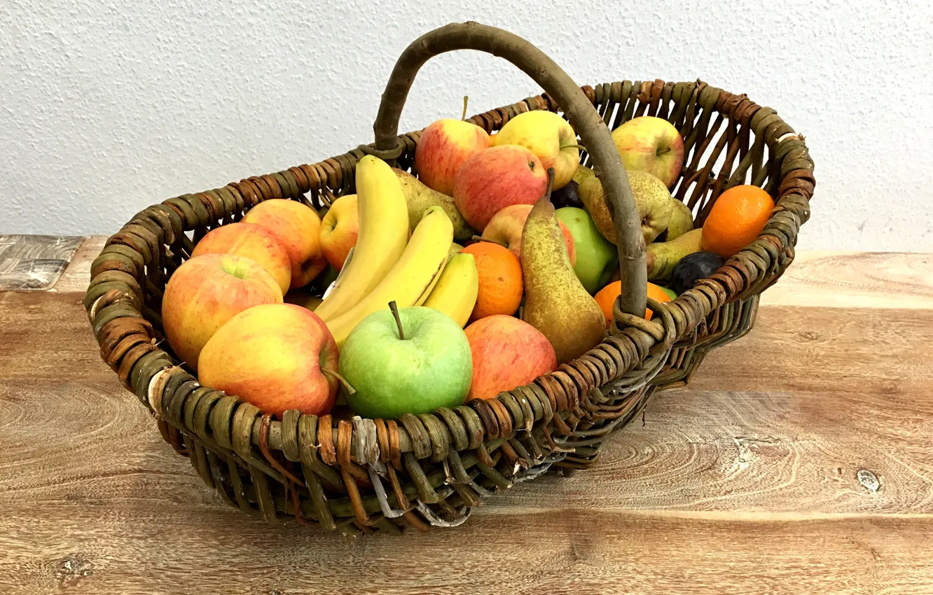 Photo wallpaper apples, fruit, basket, pear