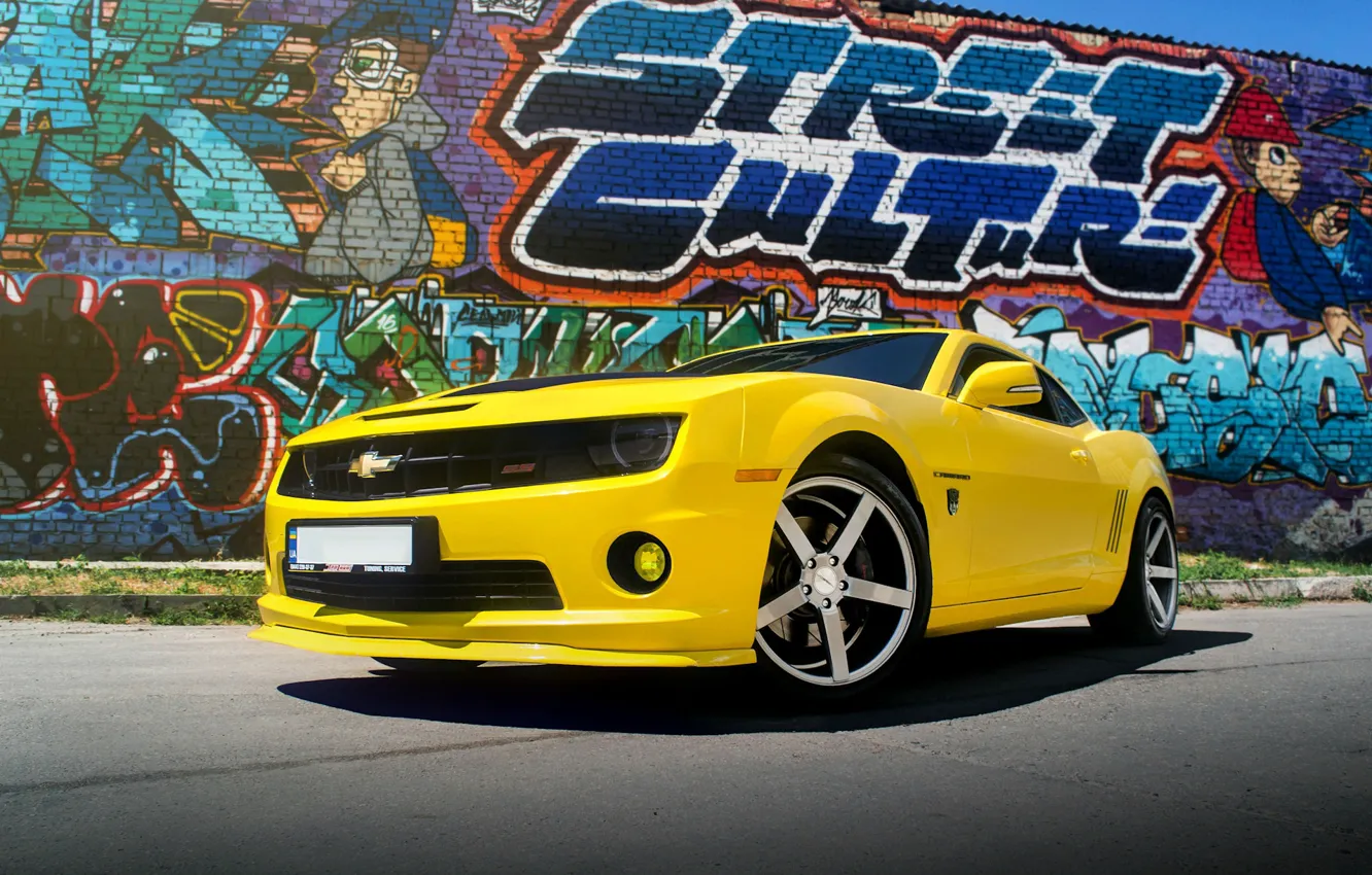 Photo wallpaper Chevrolet, Muscle, Camaro, Car, Yellow
