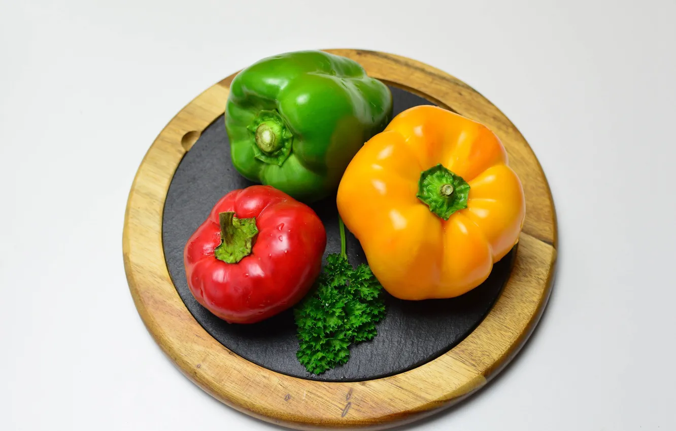 Photo wallpaper Board, trio, vegetables, parsley, bell pepper