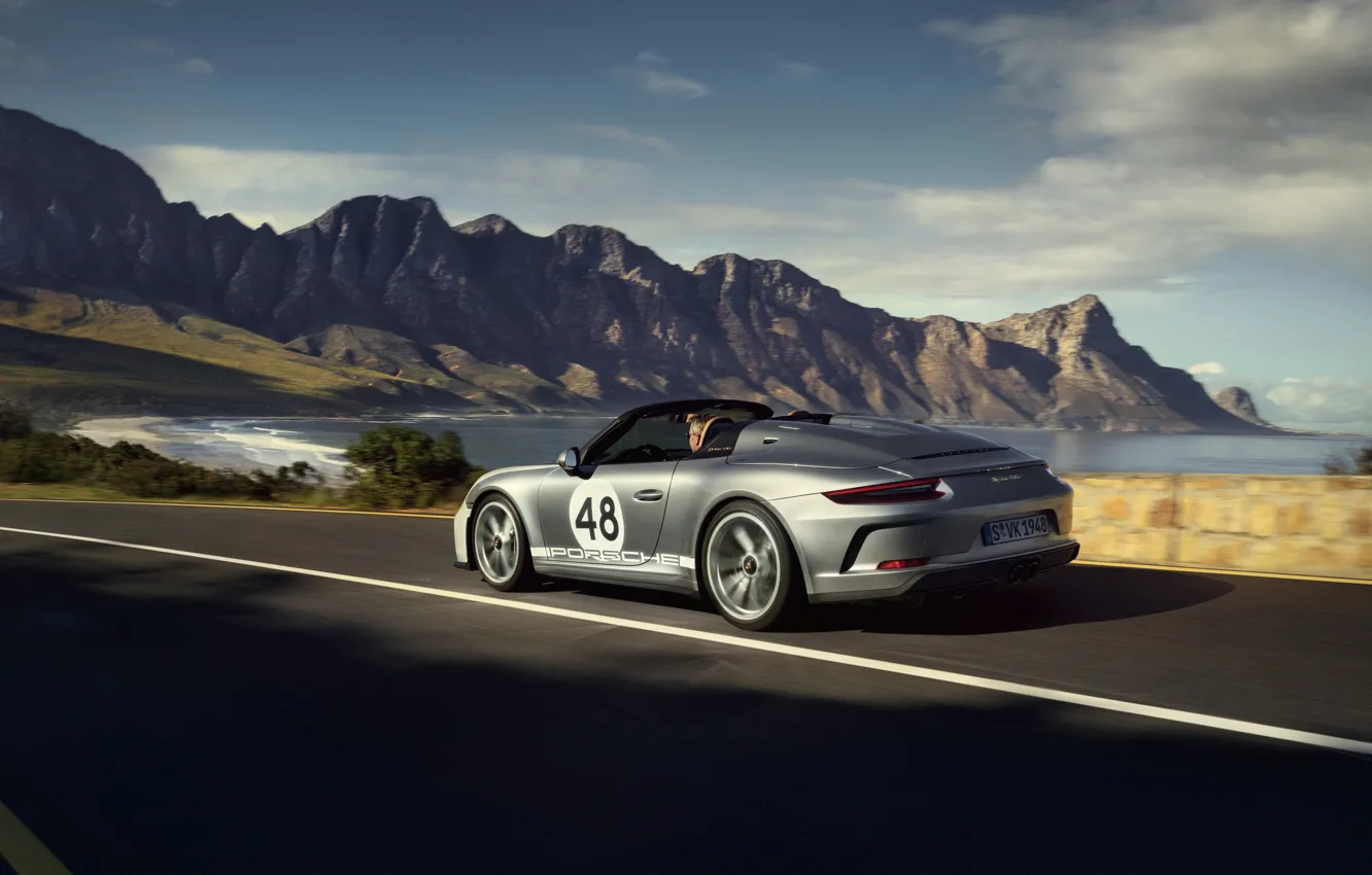 Photo wallpaper 911, Porsche, Speedster, 991, on the road, 2019, gray-silver, 991.2