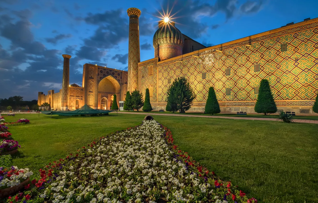 Photo wallpaper gate, the minaret, Uzbekistan, Samarkand