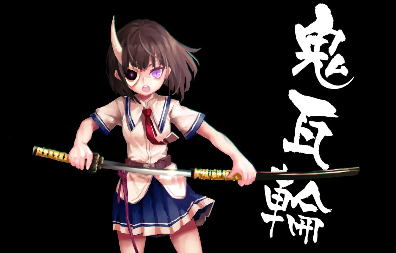 Photo wallpaper sword, katana, ken, blade, mask, martial artist, japanese, bishojo
