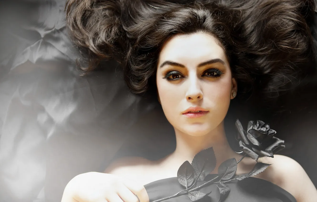 Photo wallpaper look, girl, roses