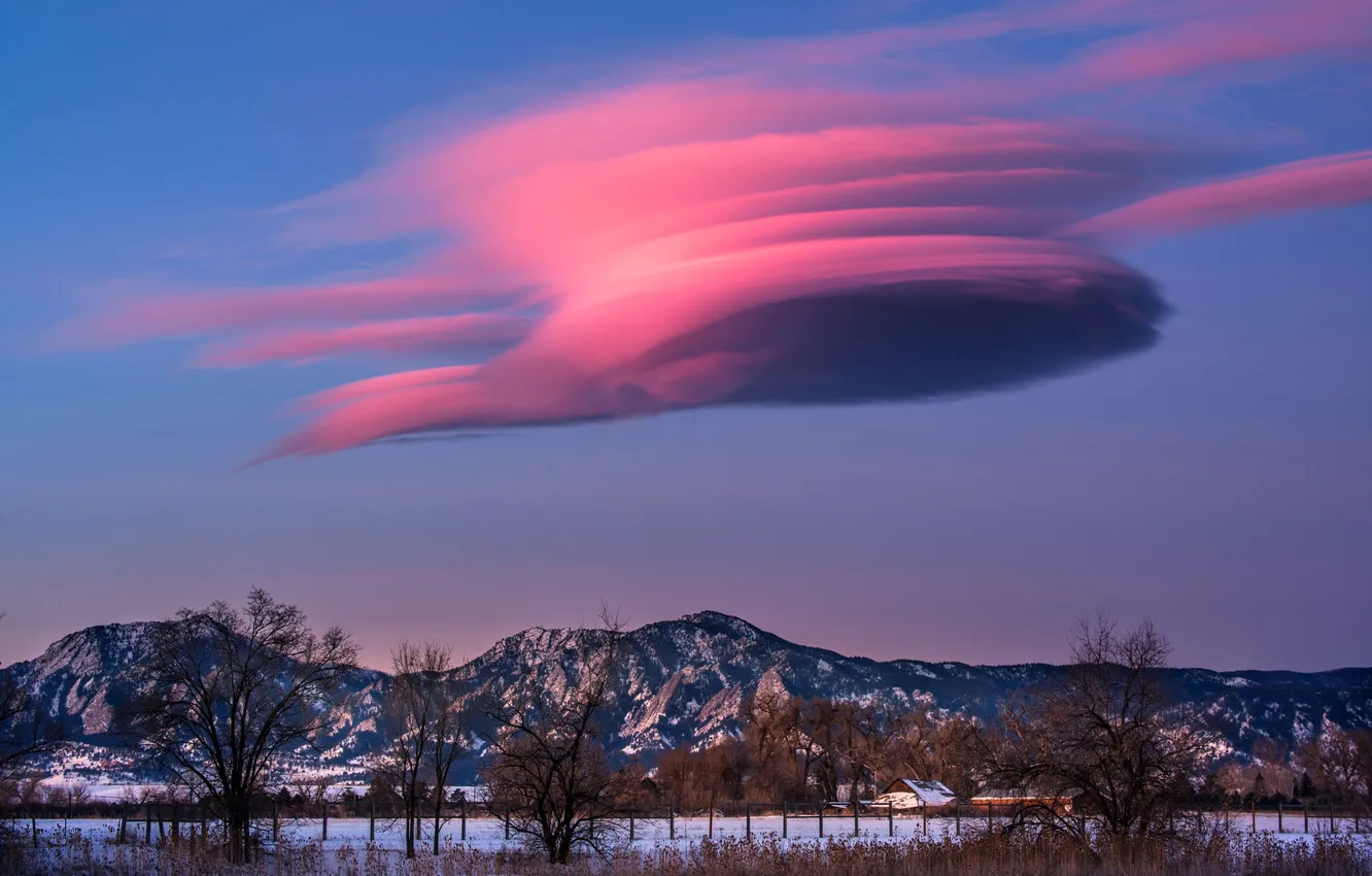 Photo wallpaper winter, clouds, trees, mountains, nature, Colorado, USA