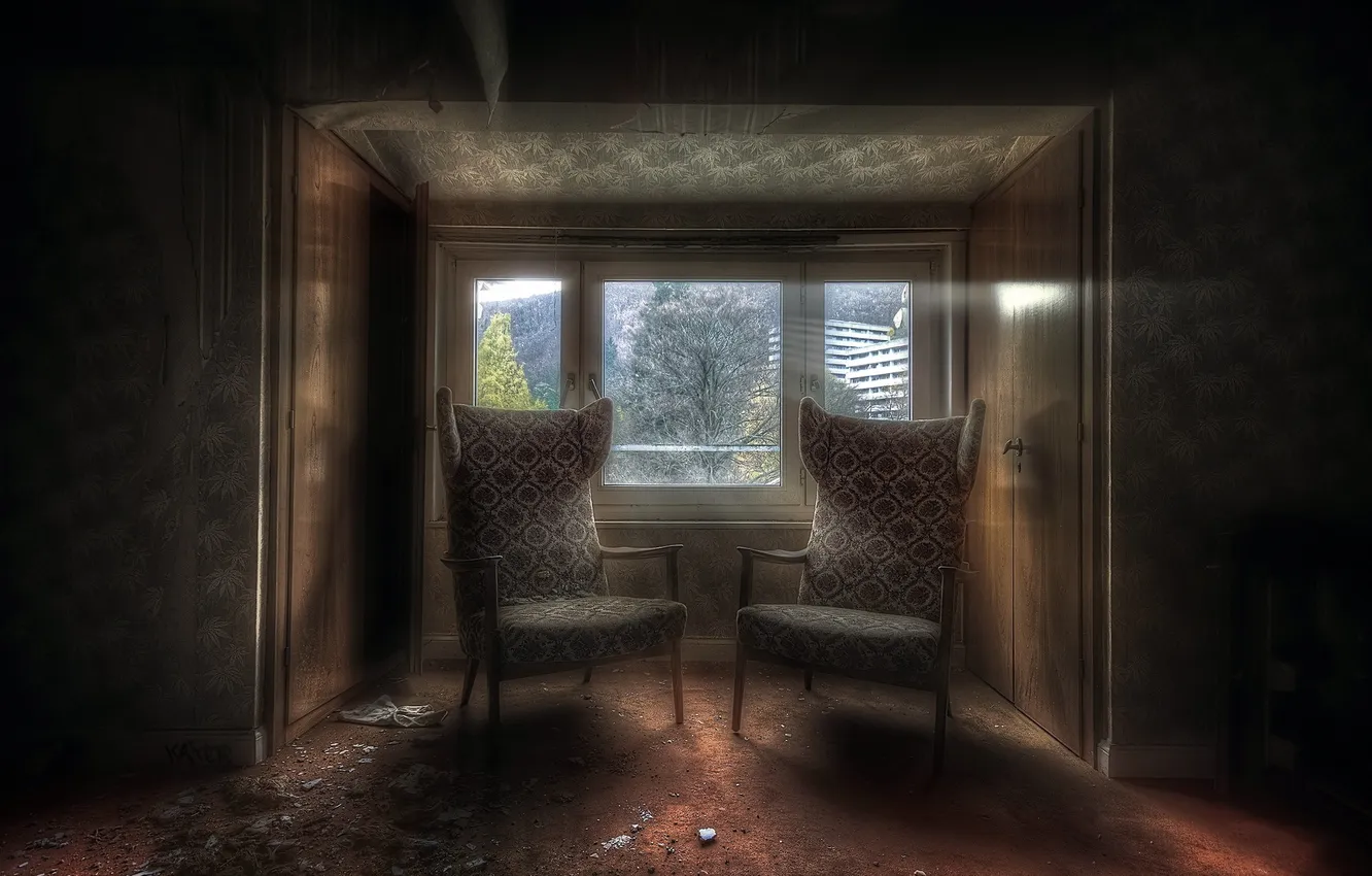 Photo wallpaper room, chair, window