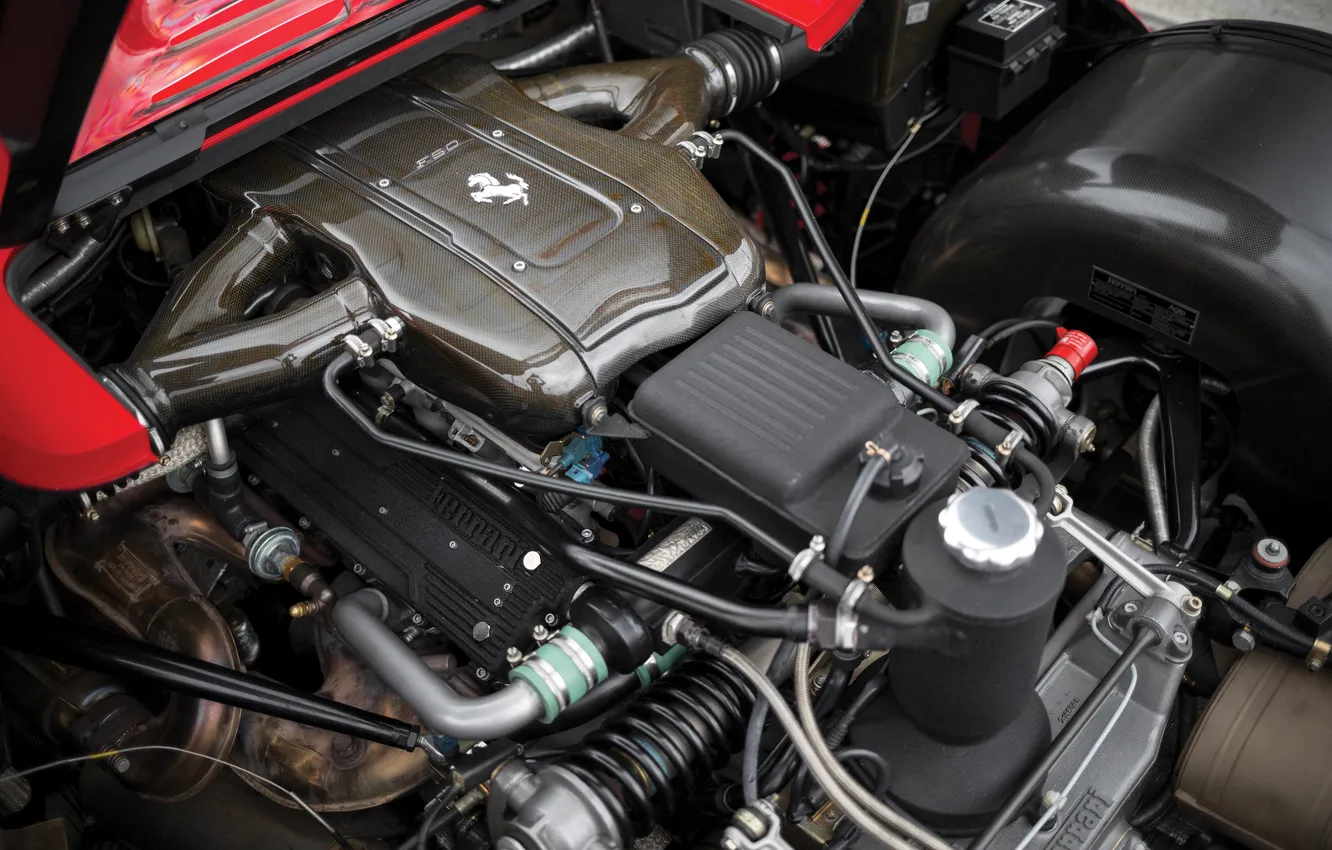 Photo wallpaper Ferrari, sports car, convertible, 1995, F50, Ferrari F50, car engine