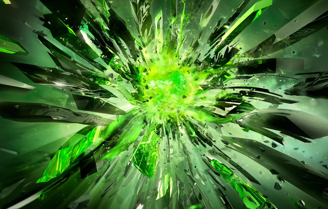 Photo wallpaper power, nvidia, crystals, broken, green