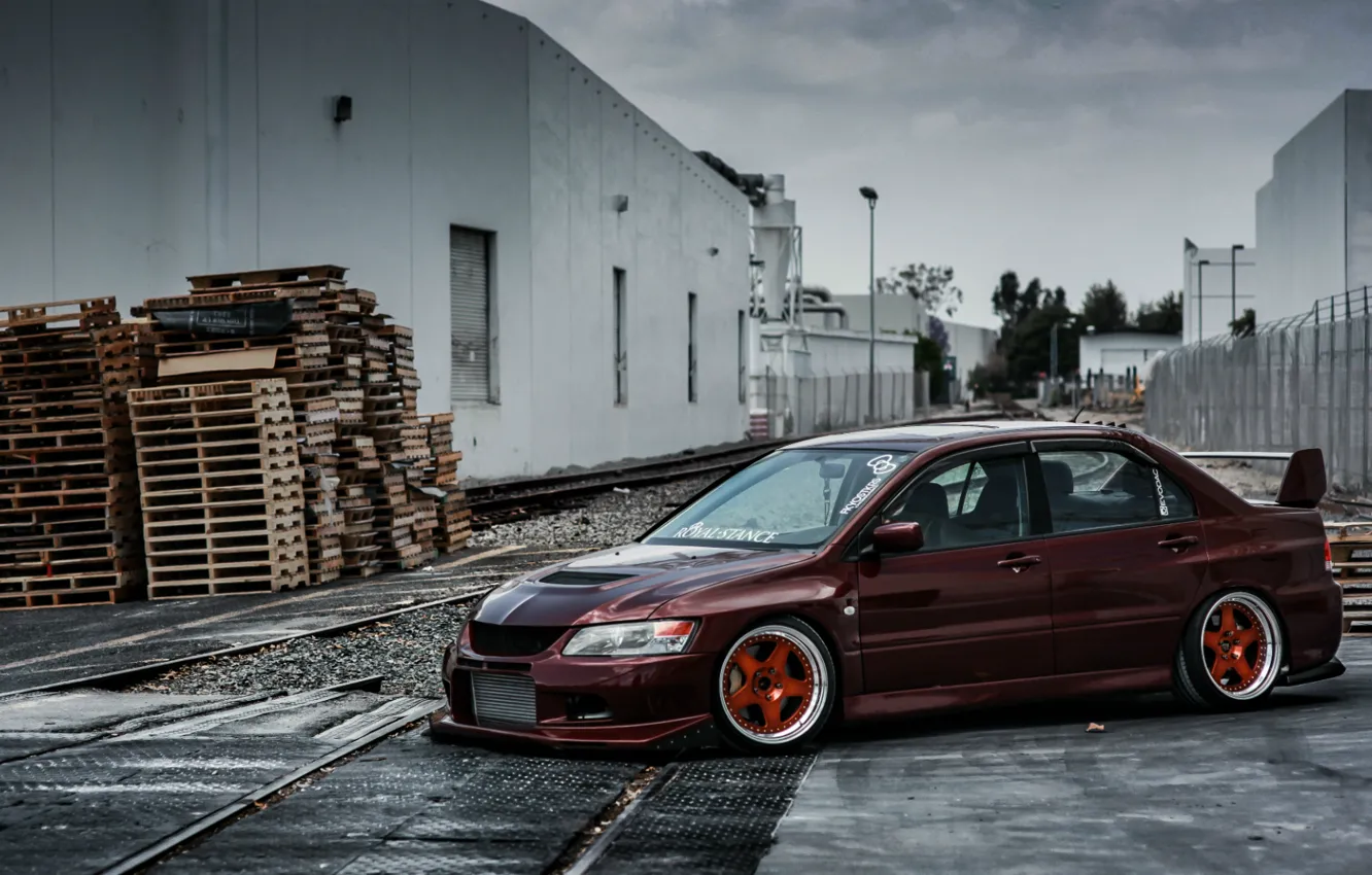 Photo wallpaper Mitsubishi, Lancer, Japan, Evolution, Front, tuning, evo, Turbo