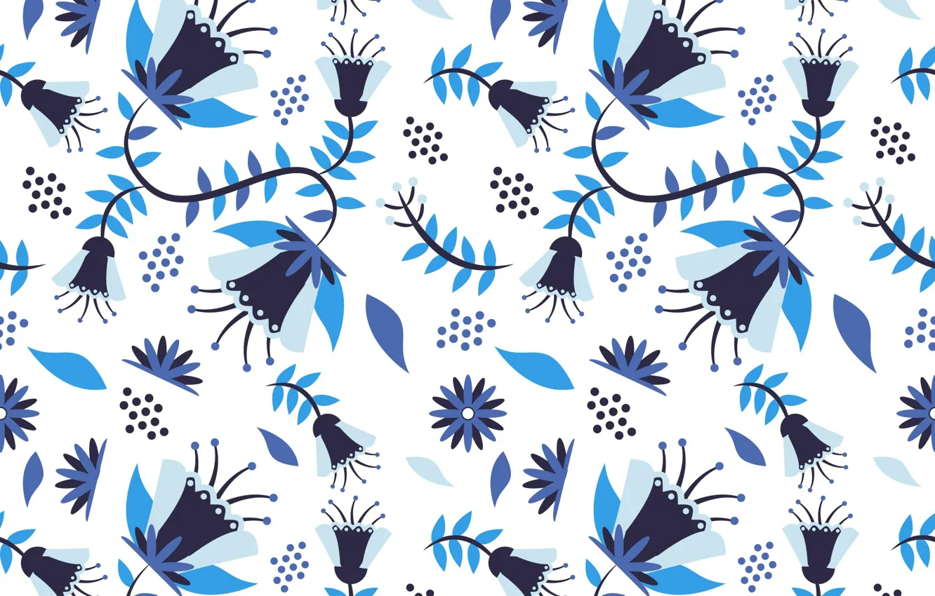 Photo wallpaper background, texture, white background, Blue, flower, pattern