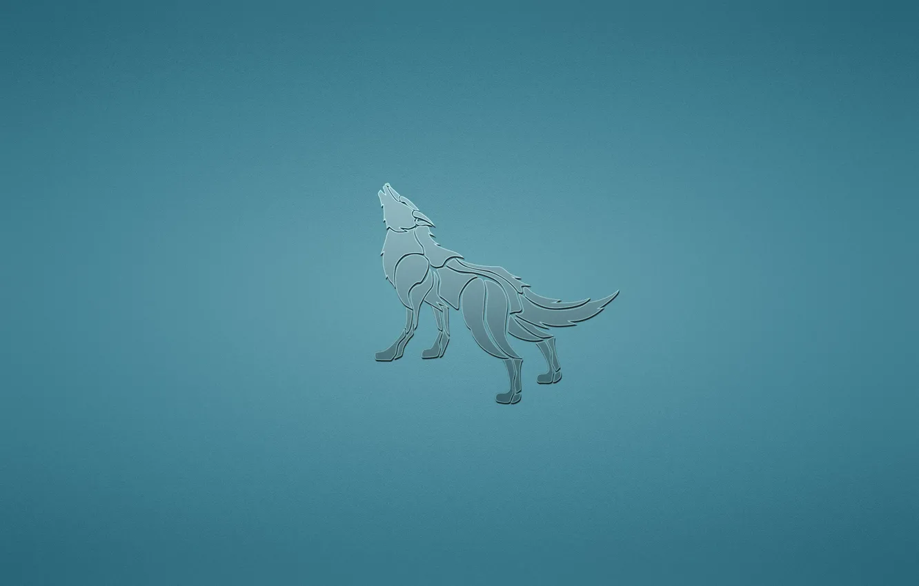 Photo wallpaper animal, wolf, dog, minimalism, blue background, howling