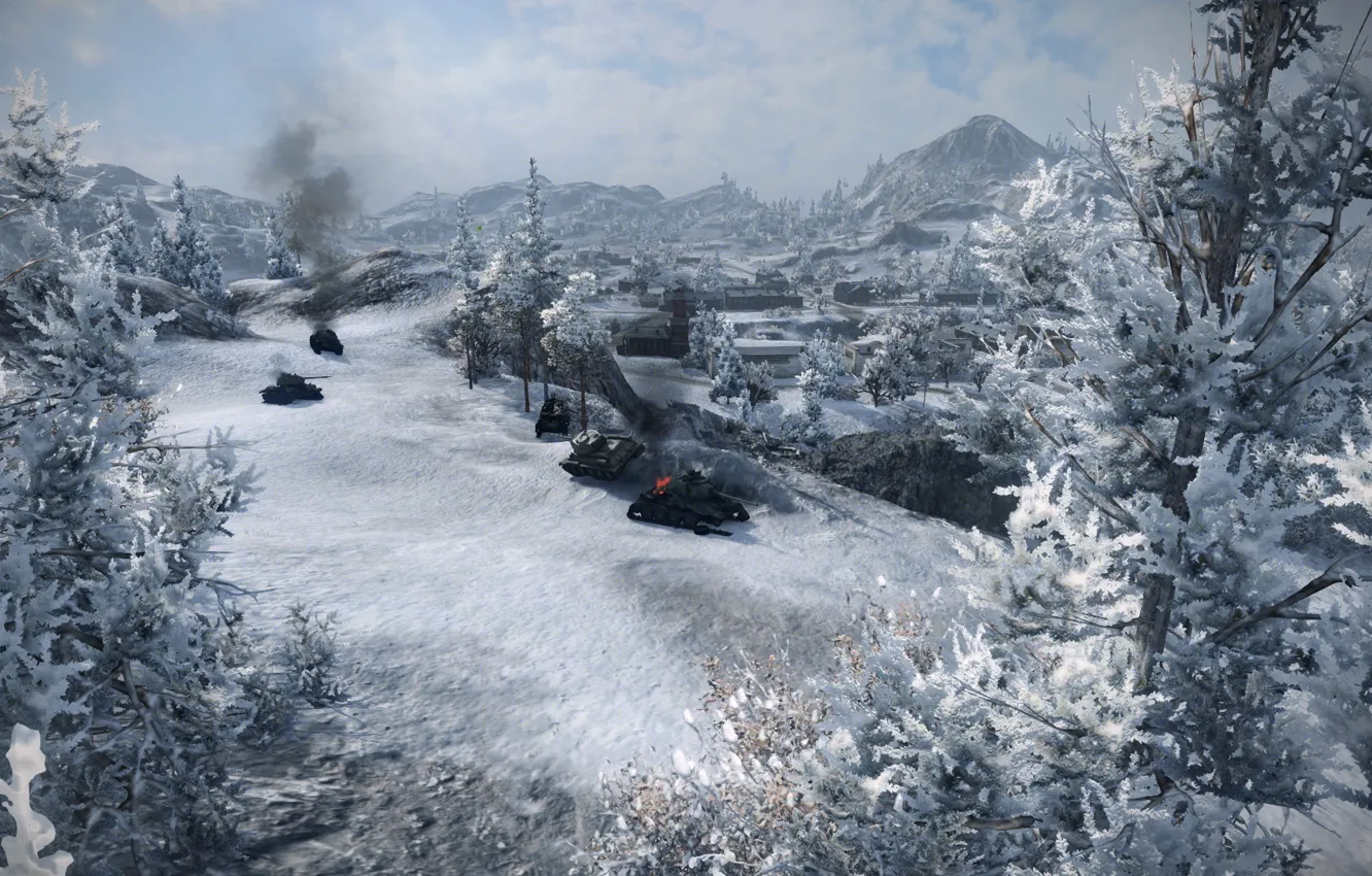 Photo wallpaper winter, the game, tank, lined, WoT, severogorsk, world fo tanks