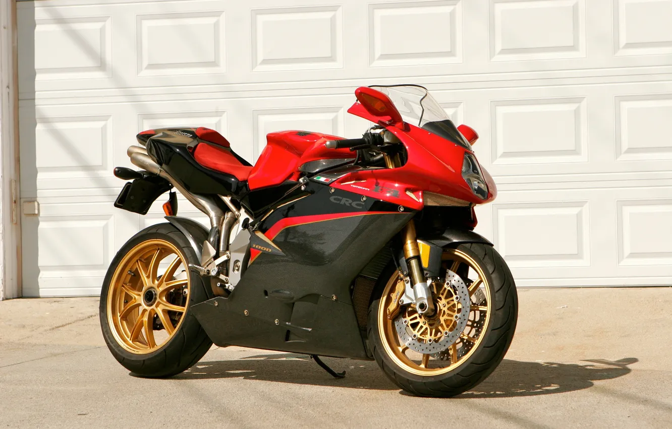 Photo wallpaper red, black, gate, motorcycle, red, bike, MV Agusta, mV Agusta