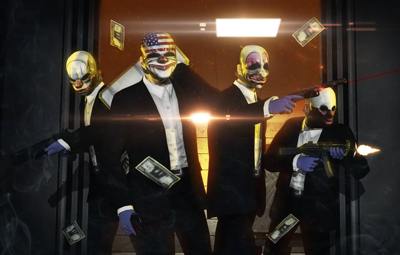 Photo wallpaper the bandits, dollars, mask, the robbers, costume, Pay Day 2