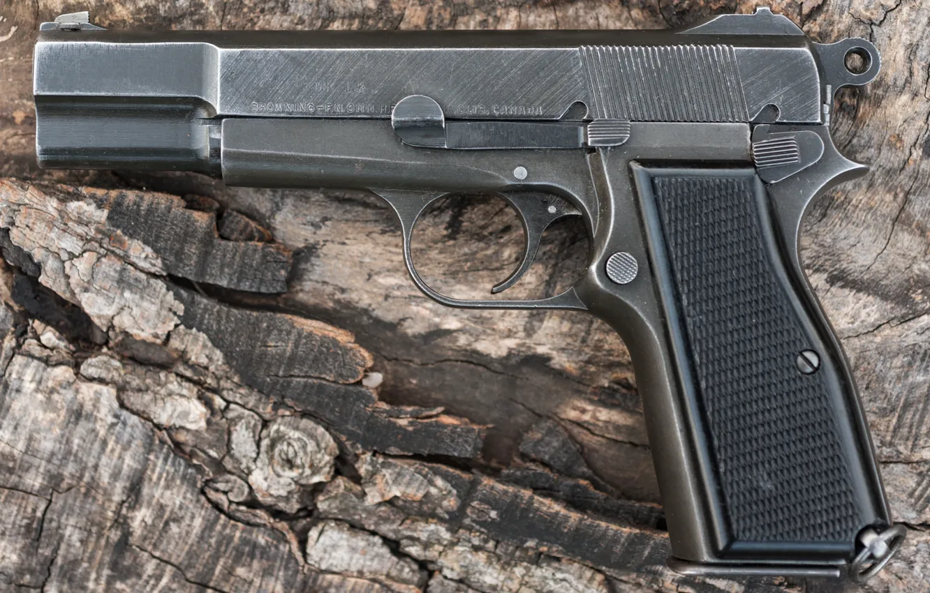 Photo wallpaper gun, weapons, background, self-loading, Browning Hi-Power