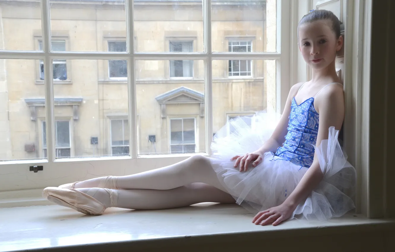 Photo wallpaper window, girl, ballerina