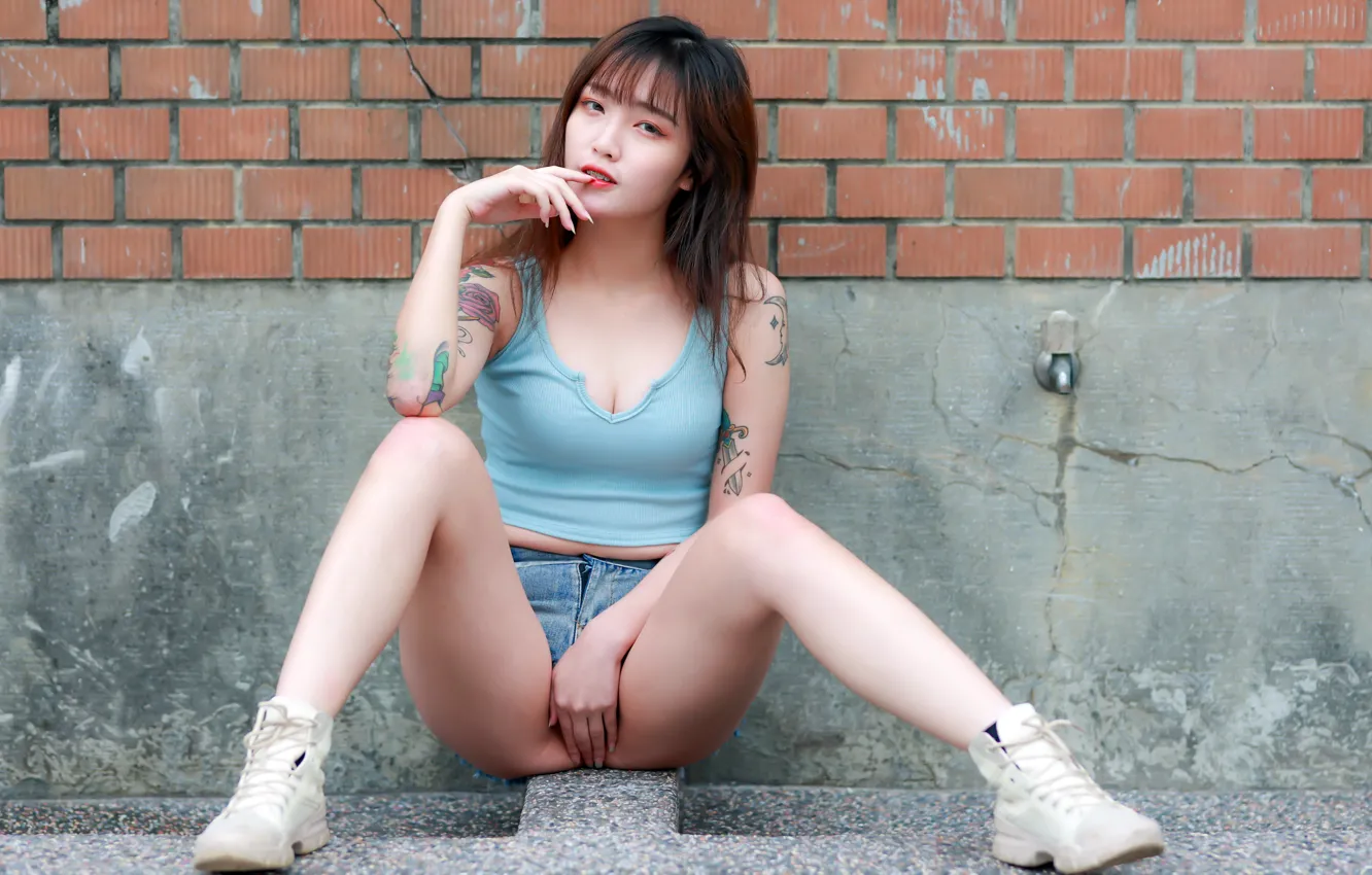 Photo wallpaper girl, pose, Asian