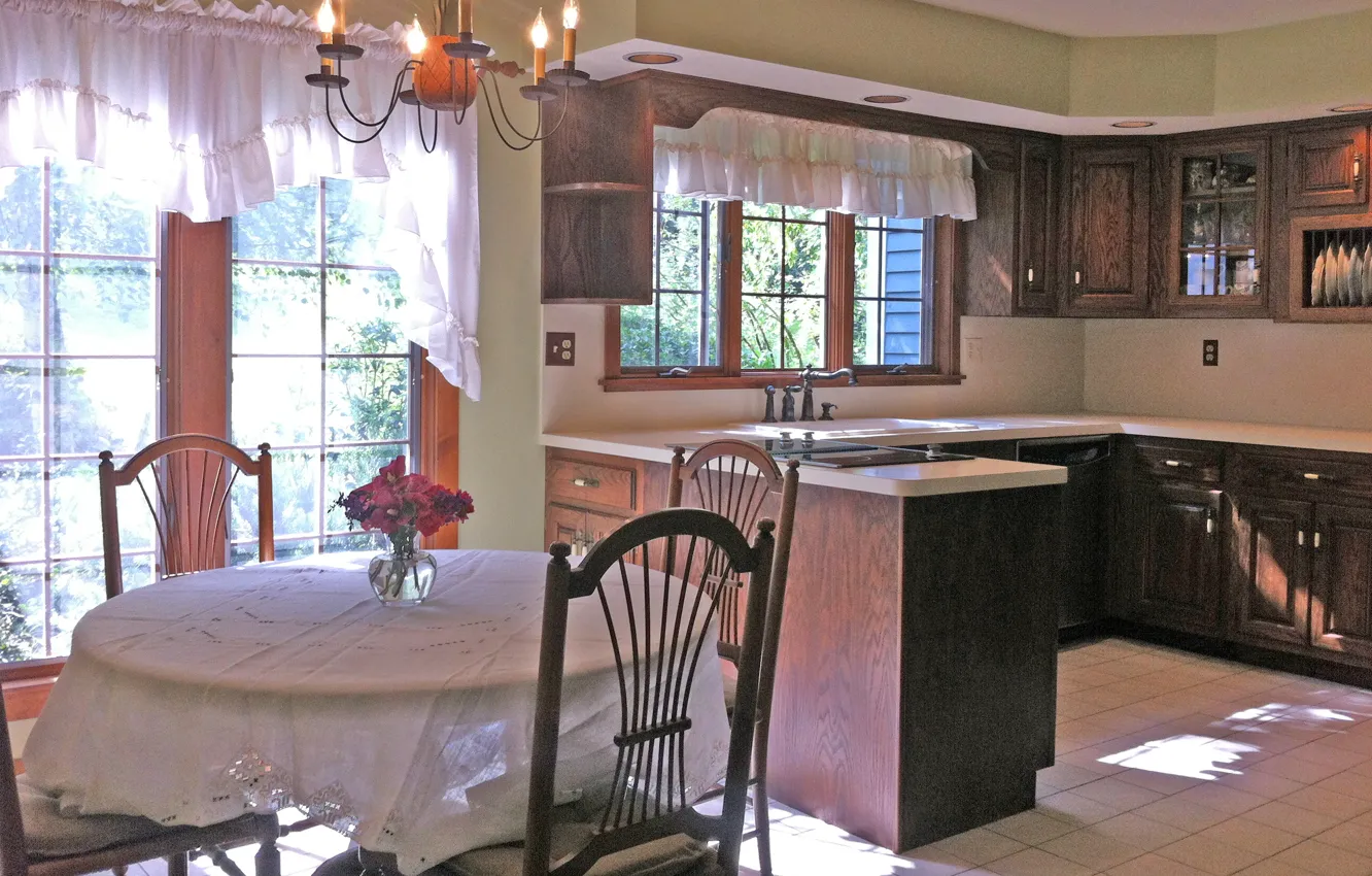 Photo wallpaper interior, kitchen, dining, design. house