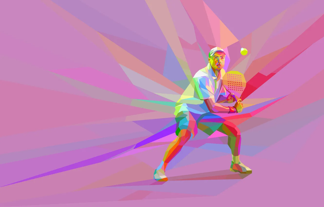 Photo wallpaper the game, the ball, racket, tennis, tennis player, low poly