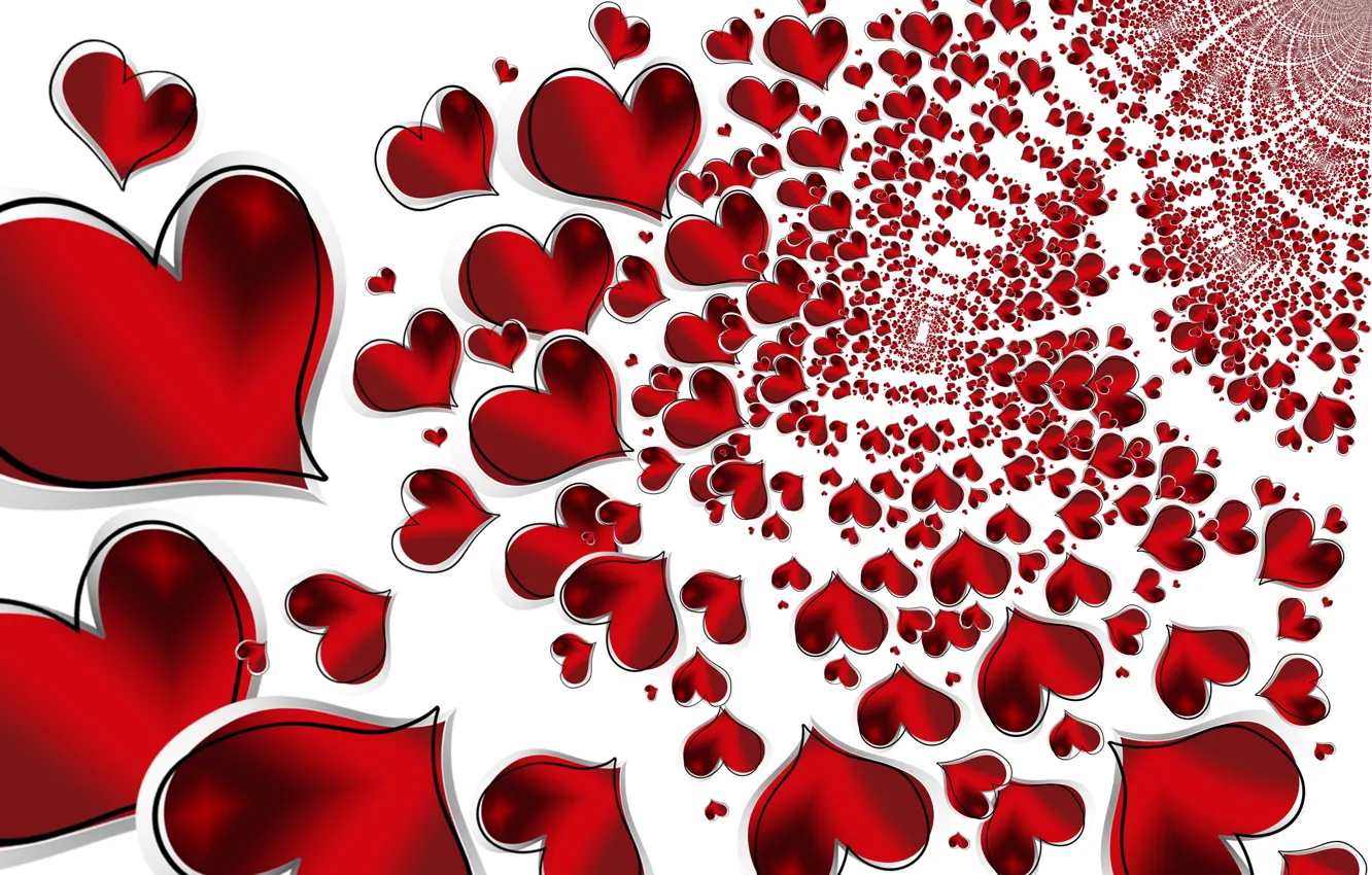 Photo wallpaper hearts, white background, a lot