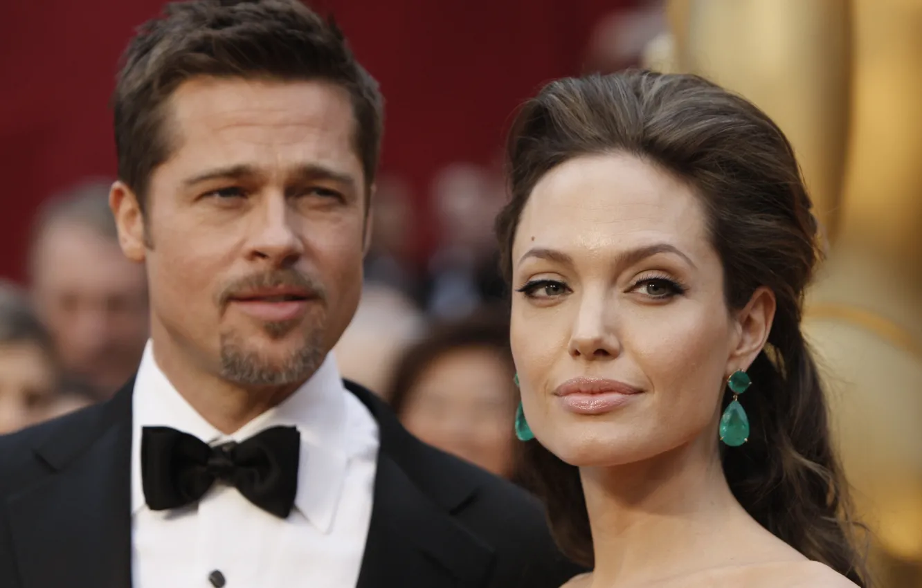 Photo wallpaper actress, Angelina Jolie, actor, Brad Pitt