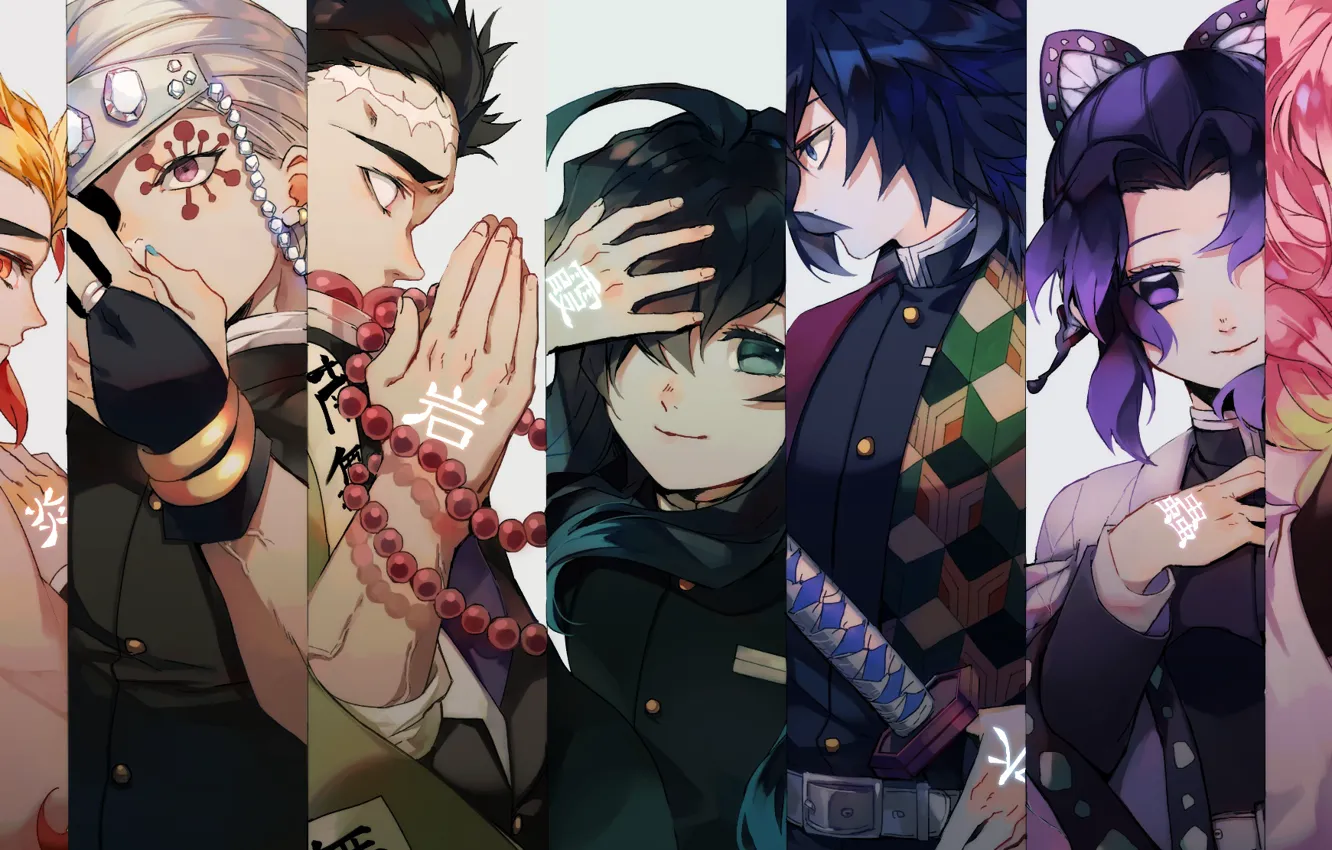 Photo wallpaper collage, anime, art, characters, The Blade Cleaves Demons, Demon Slayer: Kimetsu No Yaiba