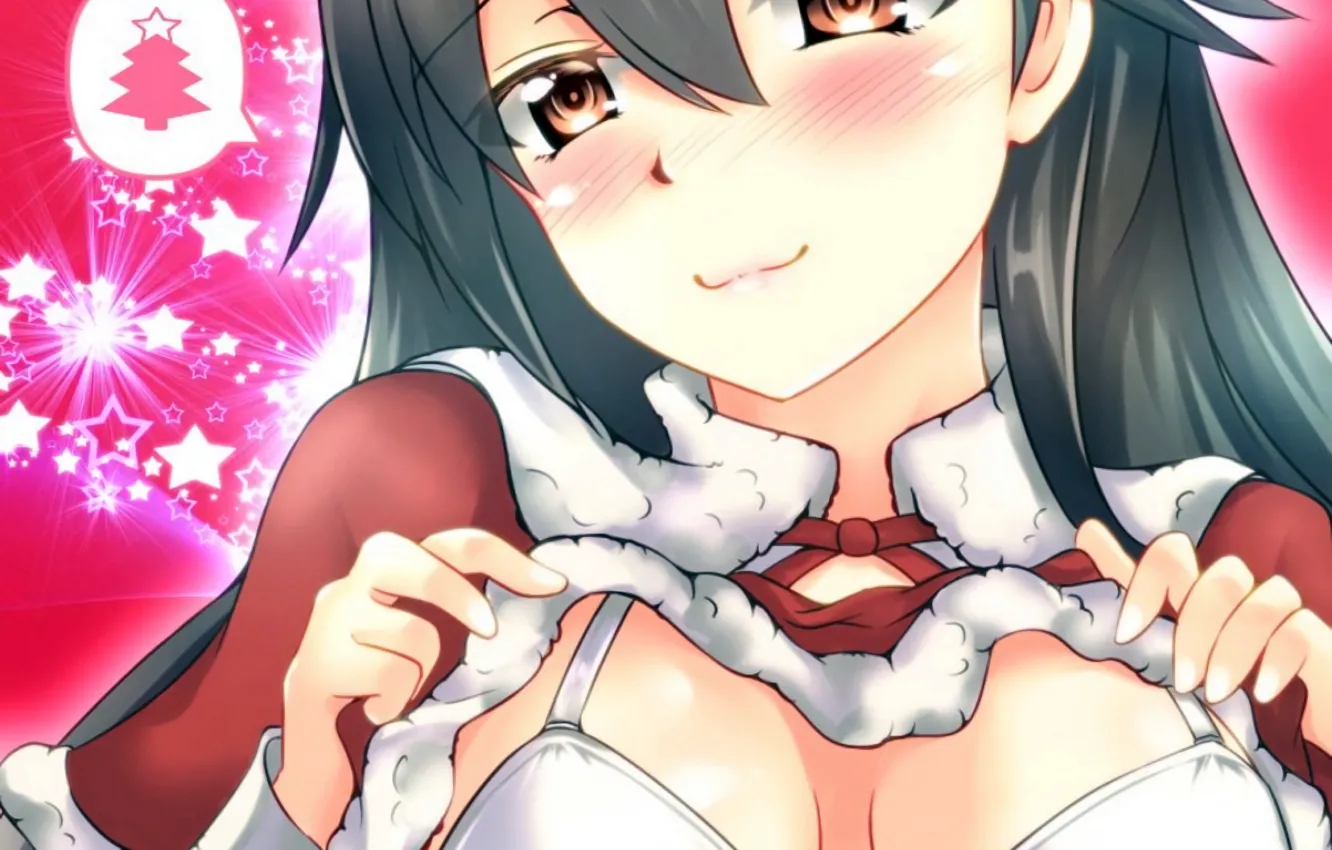 Photo wallpaper girl, sexy, lingerie, bra, cleavage, long hair, boobs, anime