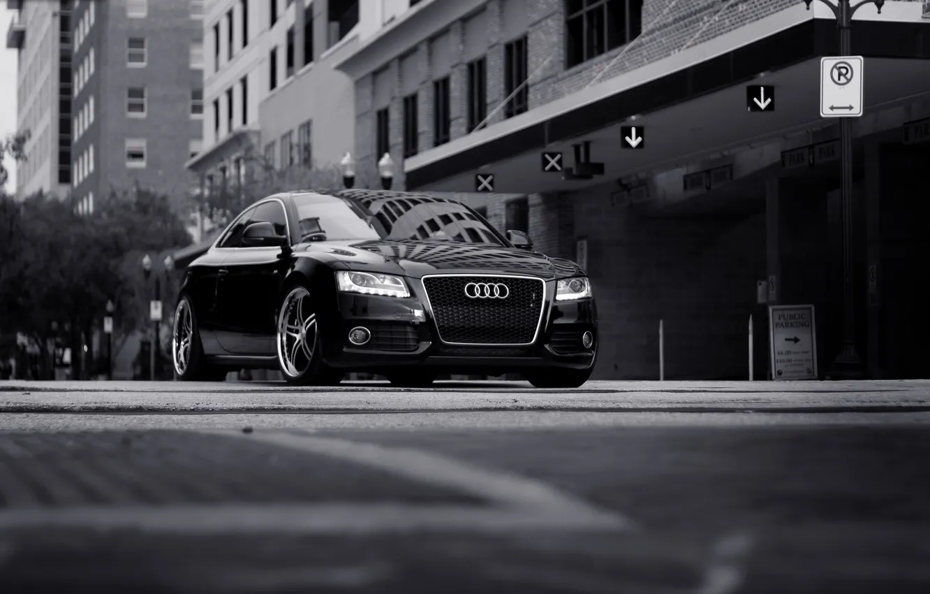 Photo wallpaper tuning, black and white, Audi A5