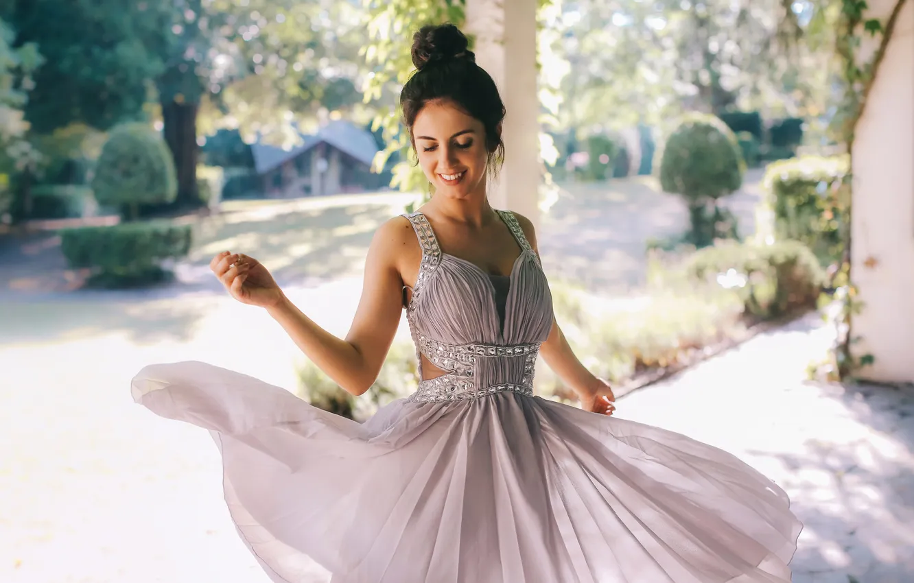 Photo wallpaper girl, smile, background