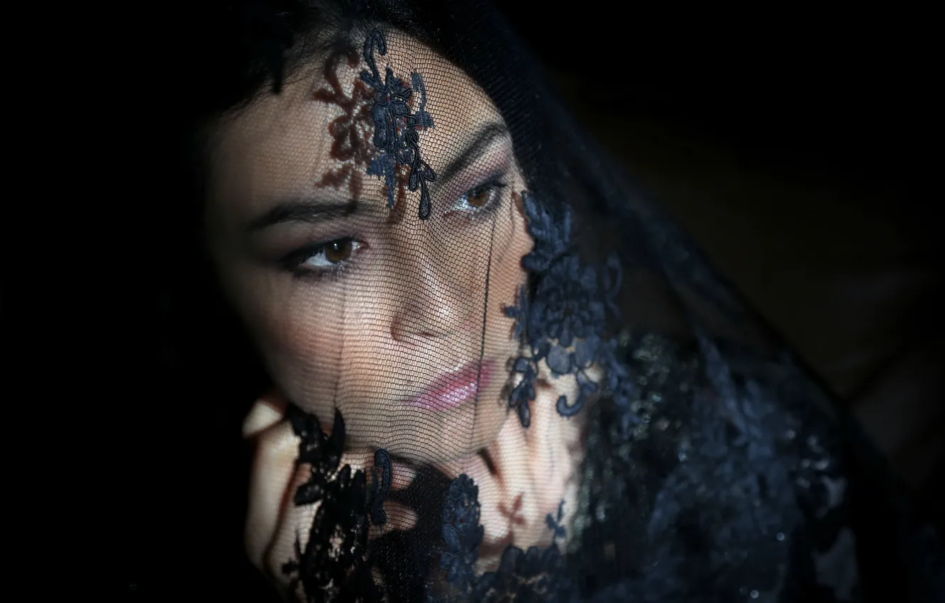 Photo wallpaper girl, portrait, veil