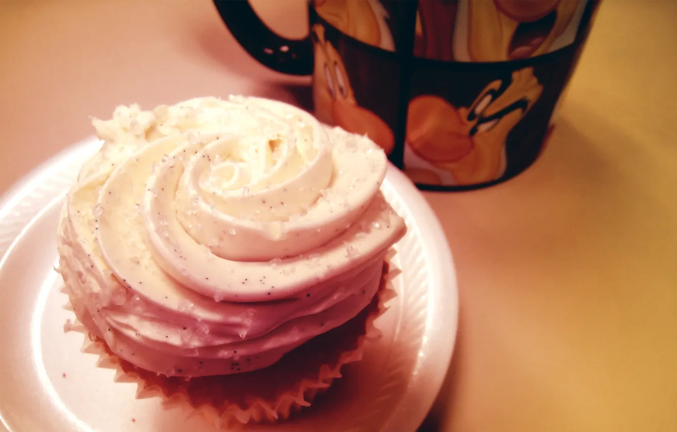 Photo wallpaper macro, food, plate, Cup, plate, cake, cake, cream