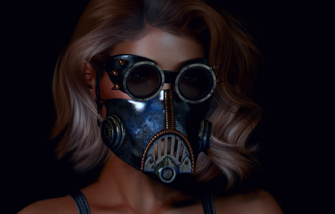 Photo wallpaper girl, face, style, rendering, mask