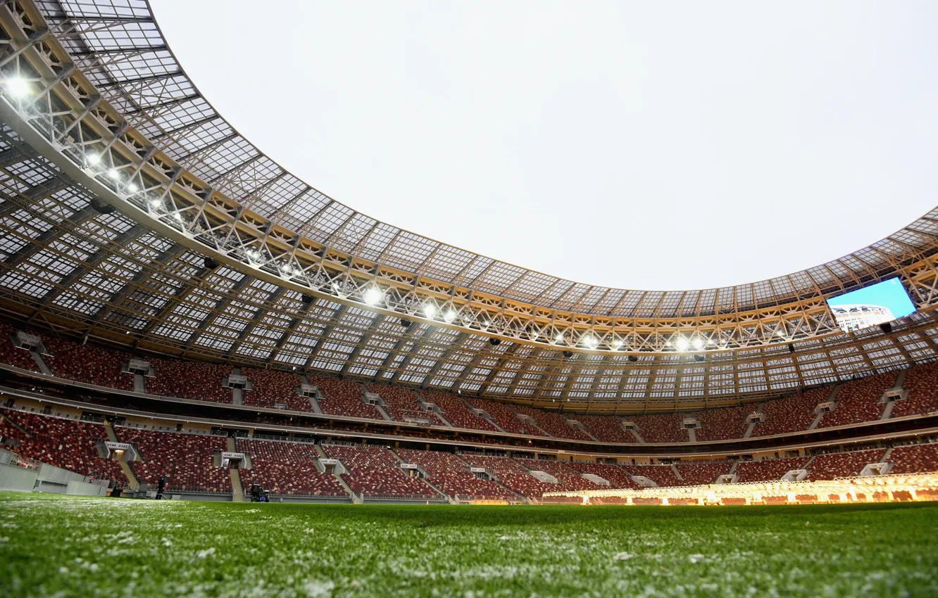 Photo wallpaper Sport, Football, Russia, Stadium, Luzhniki, Stadium, Lawn, Tribune