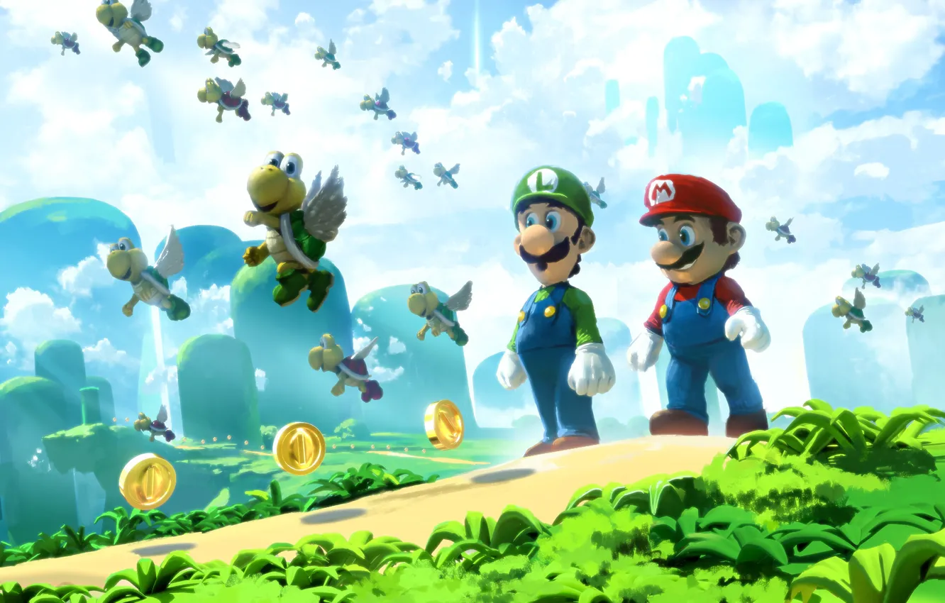Photo wallpaper Castle, Mario, Mario, Luigi